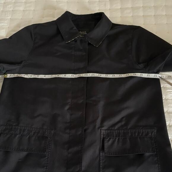 VTG Dennis Basso Nylon Barn Jacket Rain Coat Women's M | Black & Animal Print - Picture 10 of 12